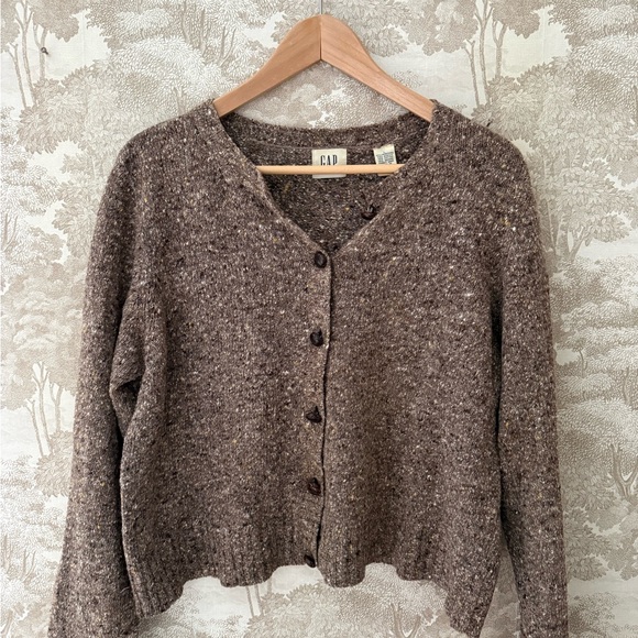 Vintage GAP Women's Brown Button-Up Sweater - Picture 1 of 7